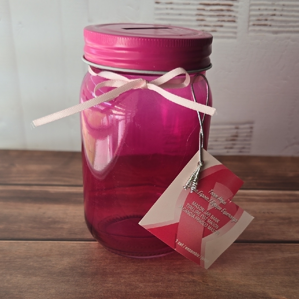 PINK MASON JAR BANK